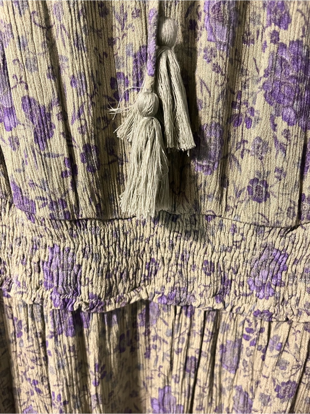 easel Green Floral Long Sleeve Maxi Dress with Purple Accents - Picture 6 of 7